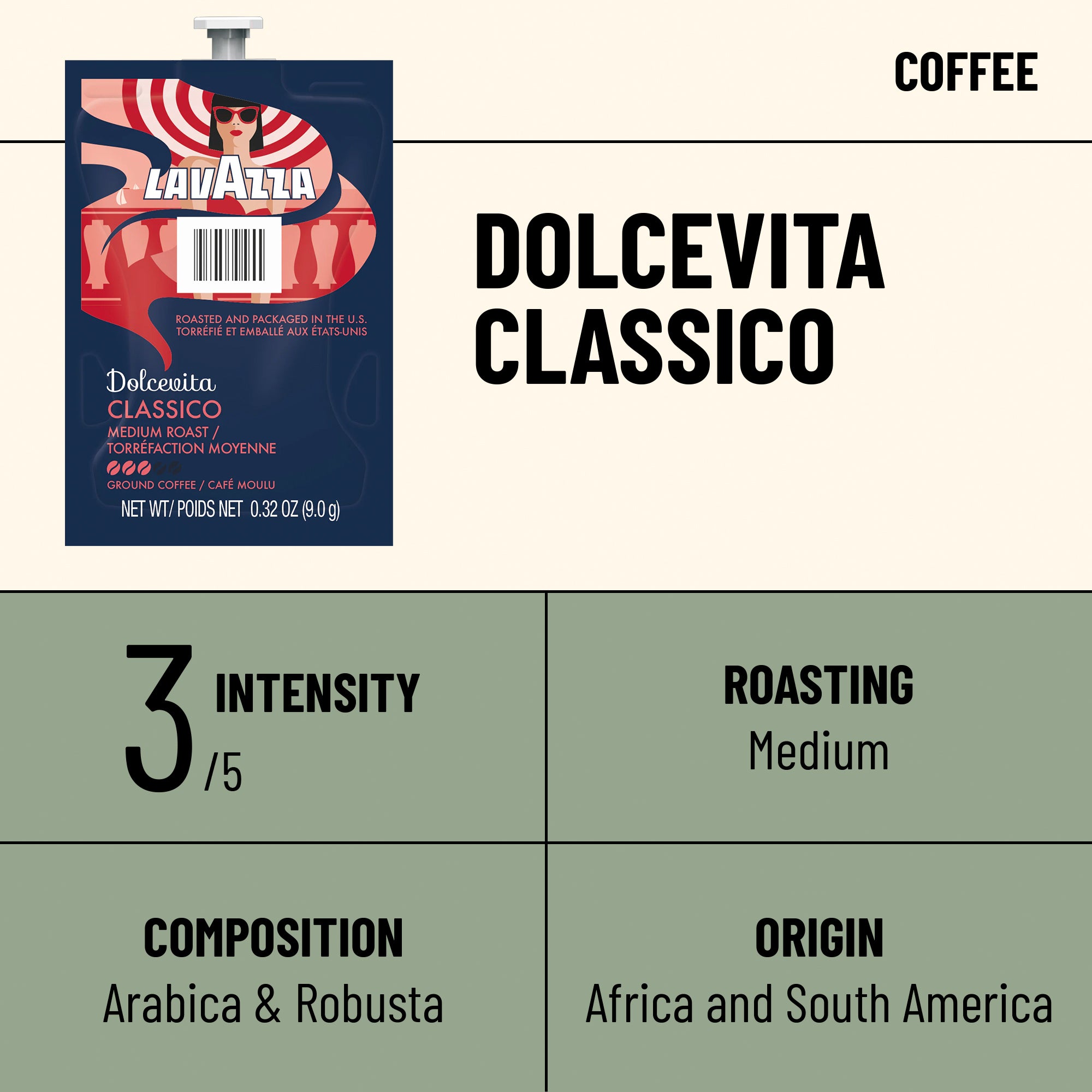 Lavazza Classico Medium Roast Coffee Freshpacks for Flavia Brewer
