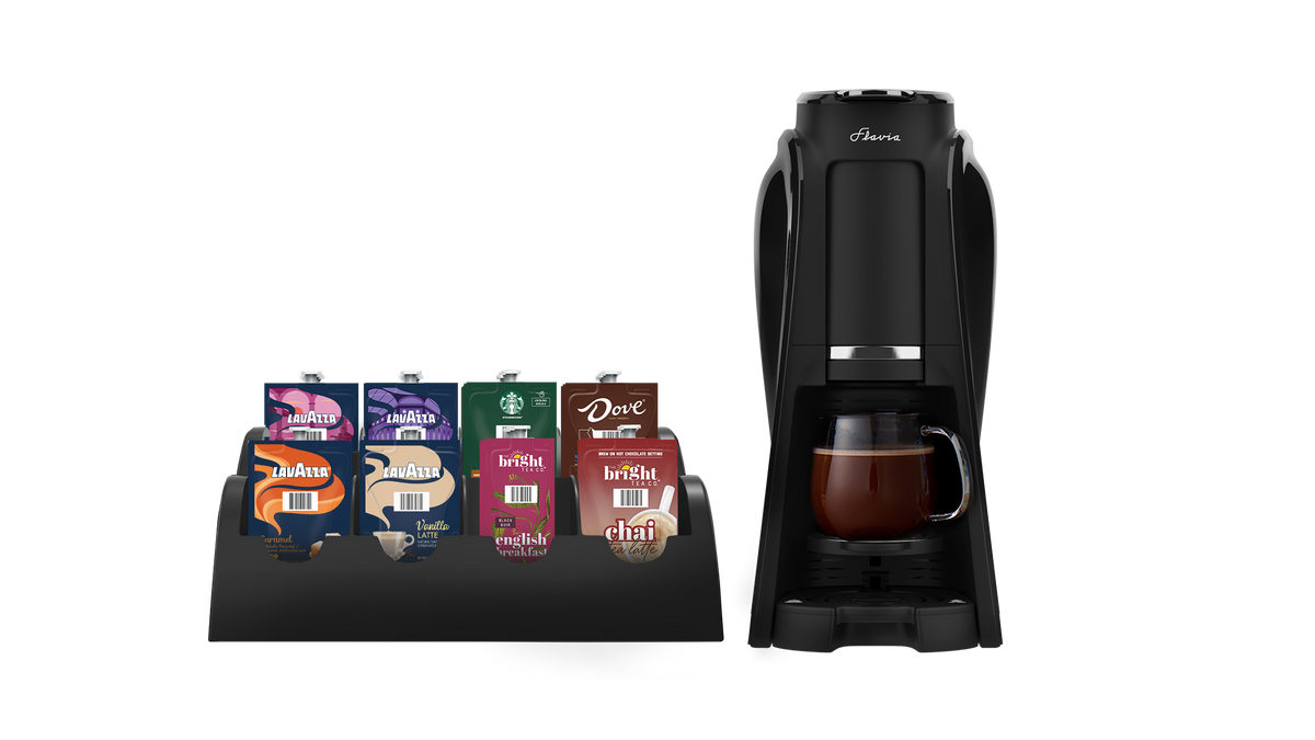 Flavia Aroma Brewer Bundle with 84 Freshpacks and 1 Merchandiser with Starbucks®