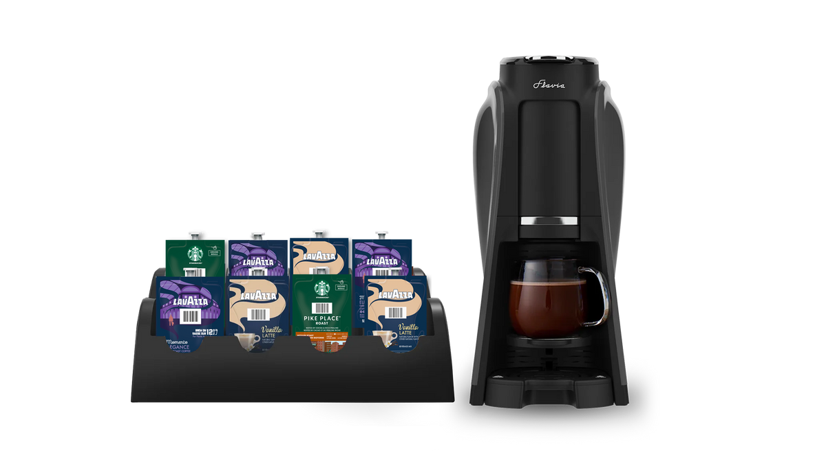 Flavia Aroma Brewer Starter Pack with Merchandiser and 112 Drinks