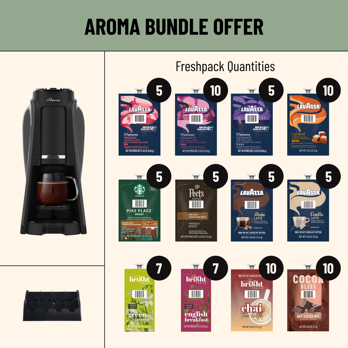 flavia トライアルセット Flavia Aroma Brewer Bundle with 84 Freshpacks and 1 Merchandiser