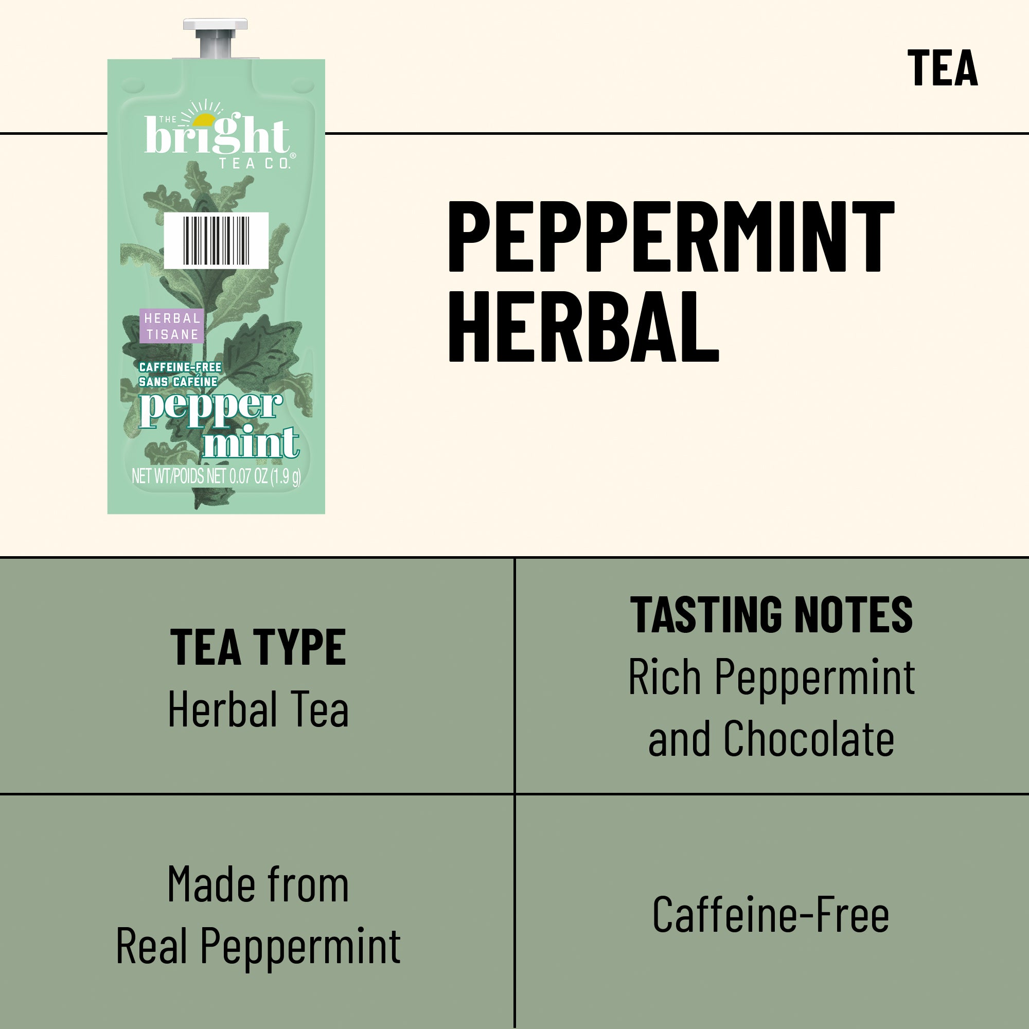 The Bright Tea Co.® Peppermint Herbal Tea Fresh Packs for Flavia